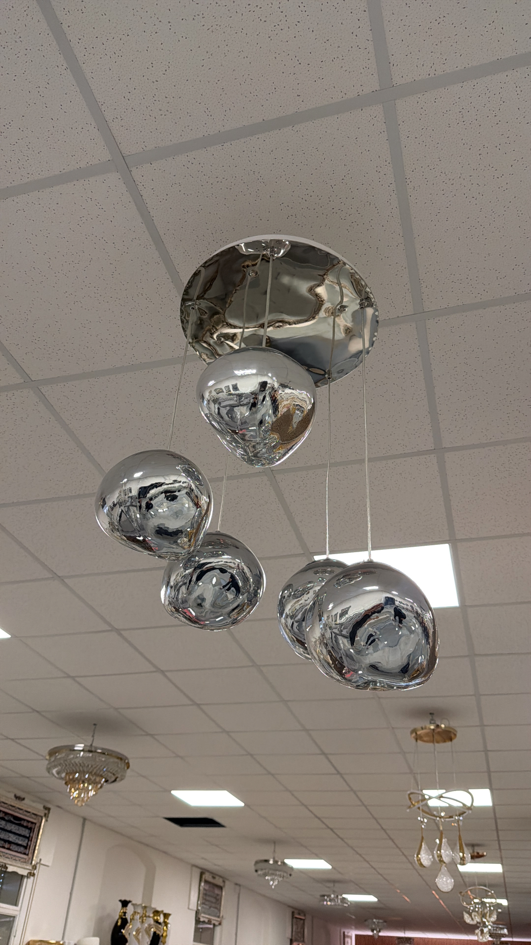Lampadario · gocce cromate