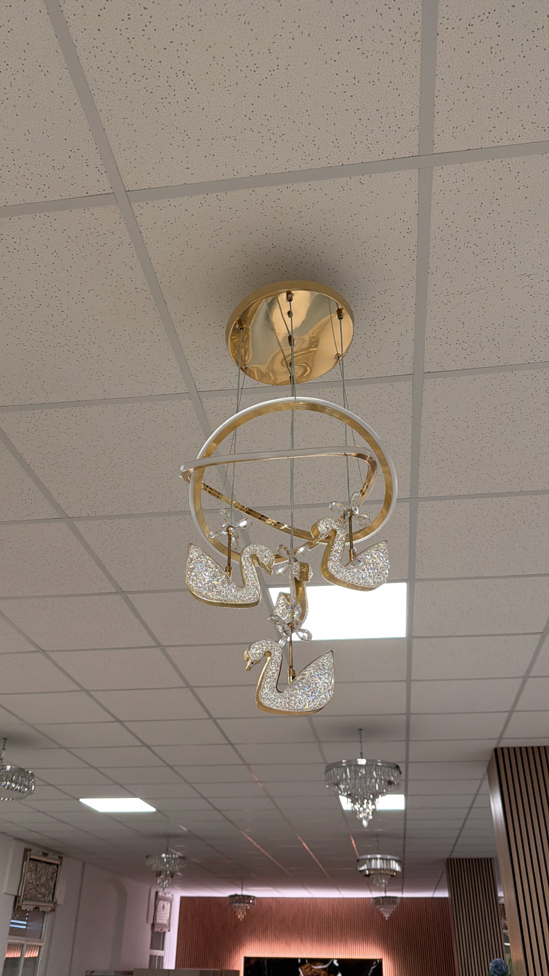 Lampadario Cigni · cristallo e oro